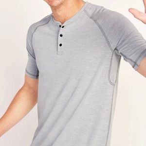 Old Navy Mens Active Breathe On Short Sleeve Henley Gray Shirt Size L-Tall